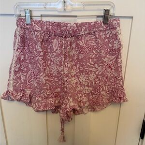 Rachel Ashwell shabby chic pink floral pajama shorts Medium Cotton Pull On lace